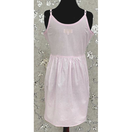 SoieRose 100% Cotton Victorian Spaghetti Strap Nightgown - Sleek Fit - Pink - SR1123