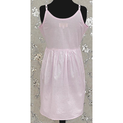 SoieRose 100% Cotton Victorian Spaghetti Strap Nightgown - Sleek Fit - Pink - SR1123