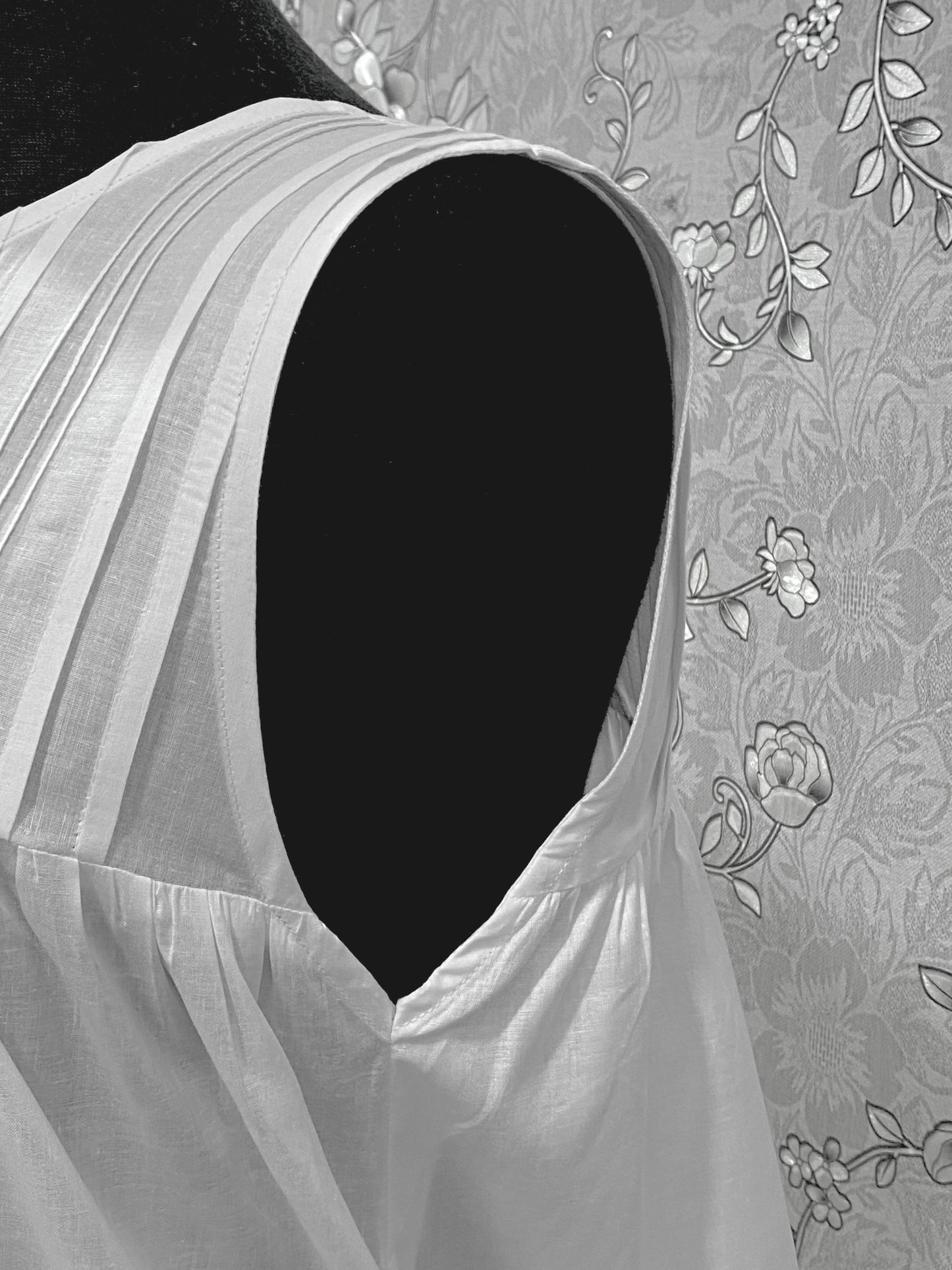 SoieRose 100% Cotton Victorian White Nightgown – Sleeveless Button Front Pintuck Sleepwear – SR-1205