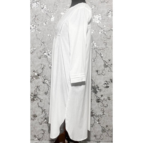 SoieRose 100% White Cotton Lace Trim Victorian Nightgown - SR-1025