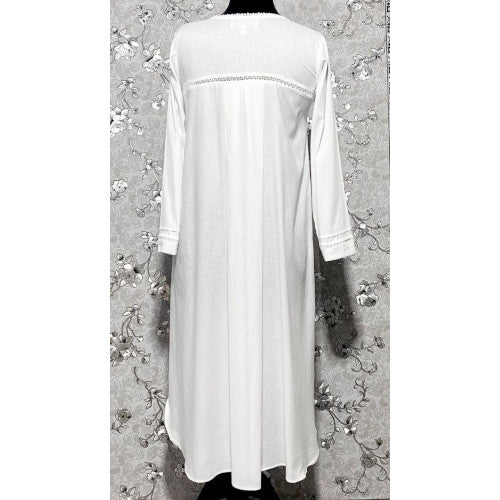 SoieRose 100% White Cotton Lace Trim Victorian Nightgown - SR-1025