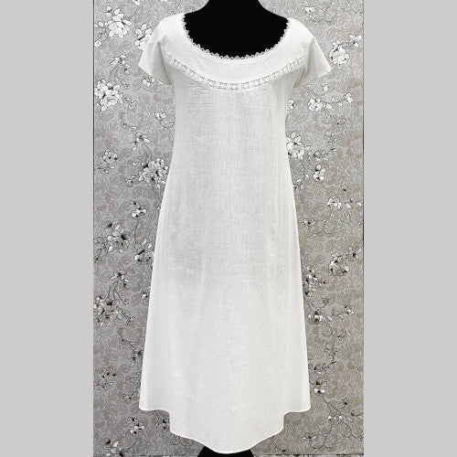 SoieRose 100% White Cotton  Victorian Short Sleeves Nightgown - SR-1014