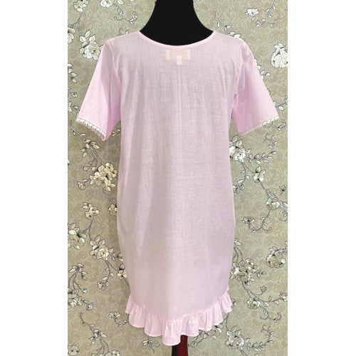 SoieRose 1103 100% Cotton Lace Victorian Nightgown Timeless Vintage Sleepwear - Pink