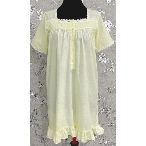 SoieRose 1106 Lace Victorian Nightgown Timeless Vintage Sleepwear - Light Yellow