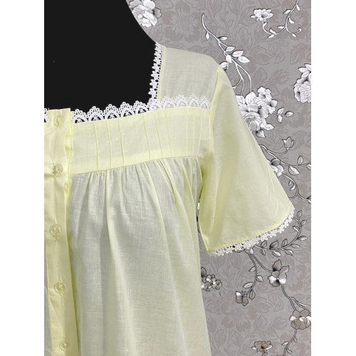 SoieRose 1106 Lace Victorian Nightgown Timeless Vintage Sleepwear - Light Yellow