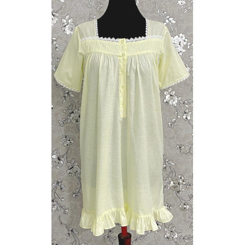 SoieRose 1106 Lace Victorian Nightgown Timeless Vintage Sleepwear - Light Yellow