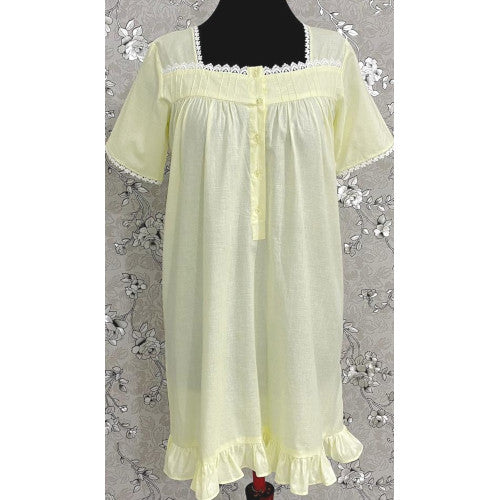 SoieRose 1106 Lace Victorian Nightgown Timeless Vintage Sleepwear - Light Yellow
