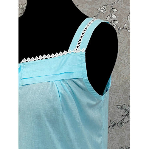 SoieRose Sleek 100% Cotton Victorian Nightgown – Celeste - SR1119