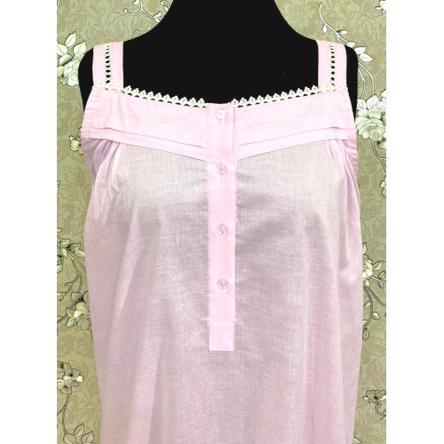 SoieRose Sleek 100% Cotton Victorian Nightgown – Pink - SR1118