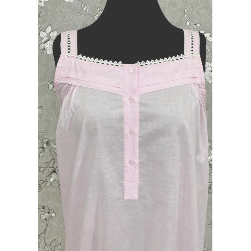 SoieRose Sleek 100% Cotton Victorian Nightgown – Pale Pink - SR1120