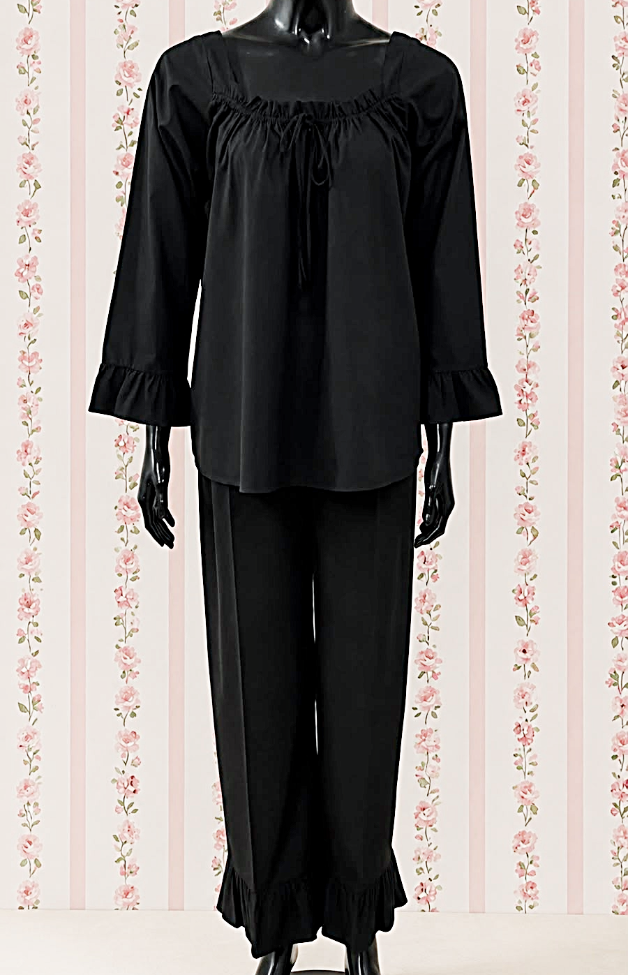SoieRose 100% Cotton Pajama, Ruffle Lounge Set, Victorian Inspired Sleepwear, Romantic Cottagecore PJs - SR-1338