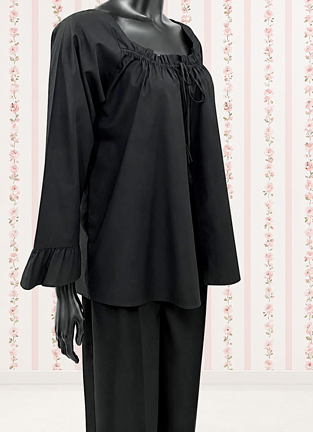 SoieRose 100% Cotton Pajama, Ruffle Lounge Set, Victorian Inspired Sleepwear, Romantic Cottagecore PJs - SR-1338