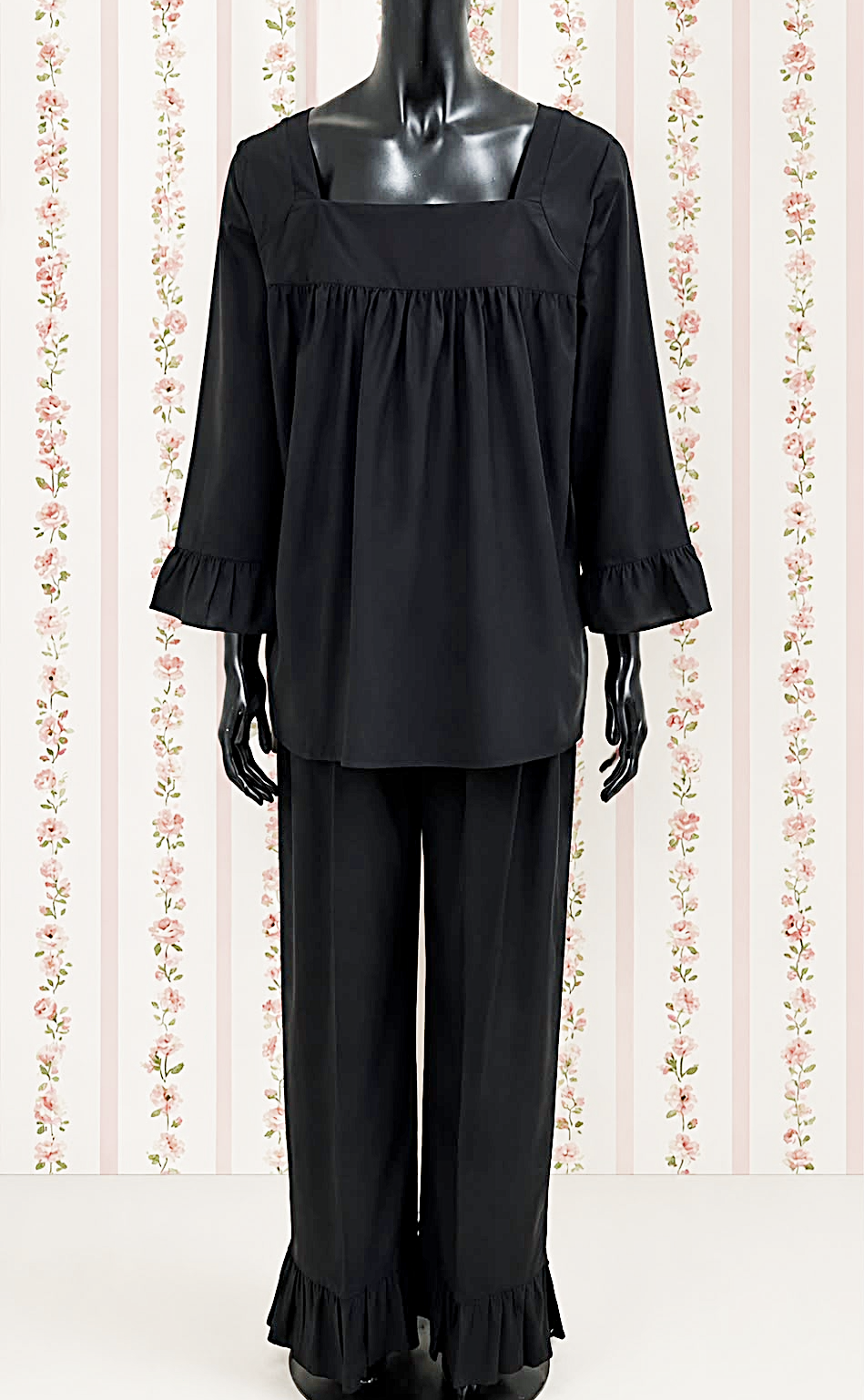 SoieRose 100% Cotton Pajama, Ruffle Lounge Set, Victorian Inspired Sleepwear, Romantic Cottagecore PJs - SR-1338