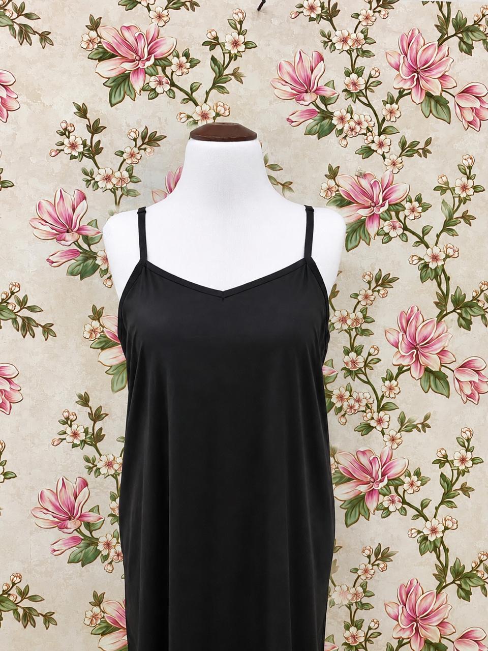 SoieRose Black Cotton Modesty Layer Full Slip with Adjustable Strap SR-1330