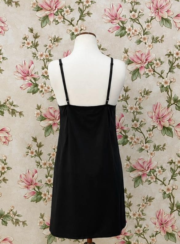 SoieRose Black Cotton Modesty Layer Full Slip with Adjustable Strap SR-1330
