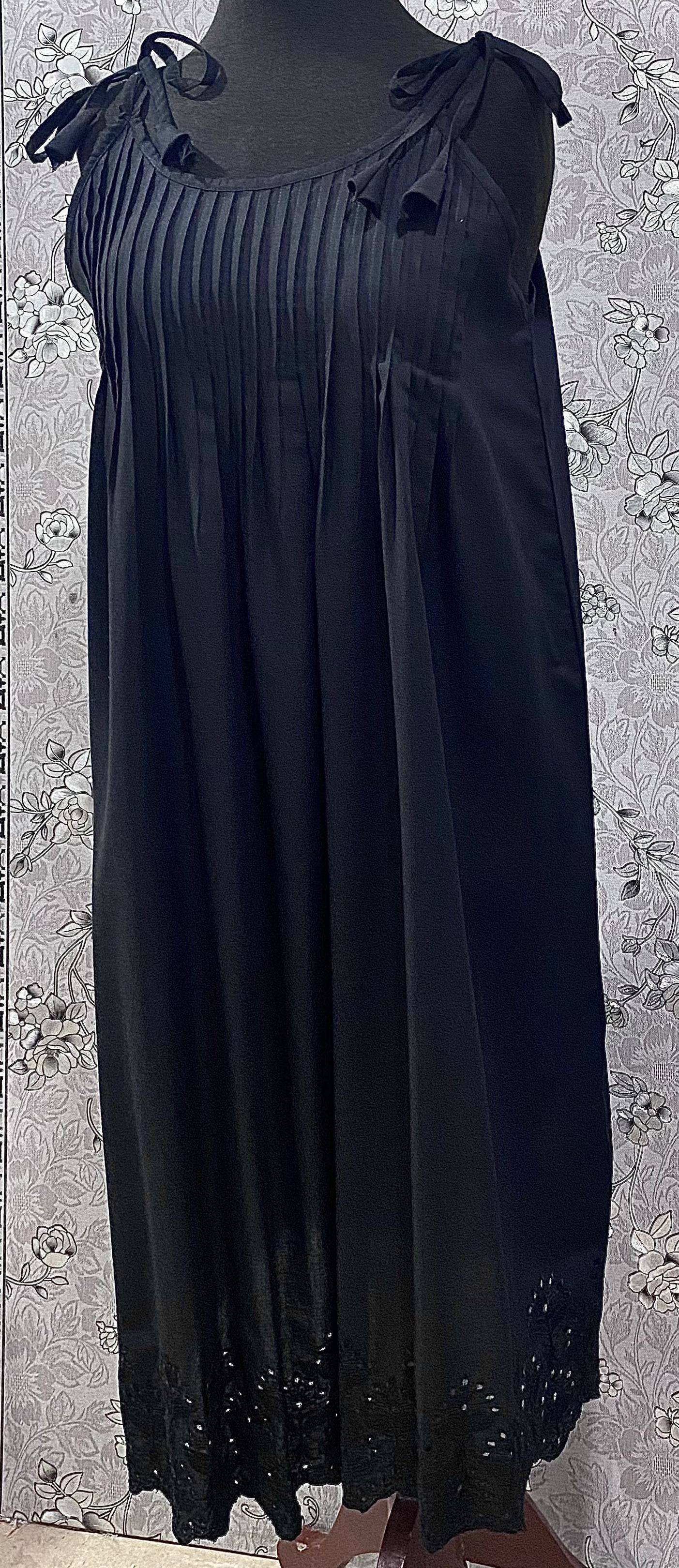 SoieRose Black Victorian Cotton Nightgown – SR-1186 – Cottagecore Sleepwear