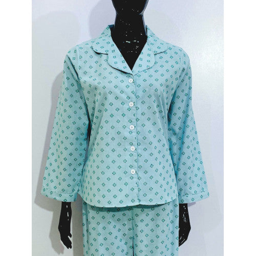 SoieRose Cotton Long Sleeve Pajama Set – Cloud Green - SR-1088