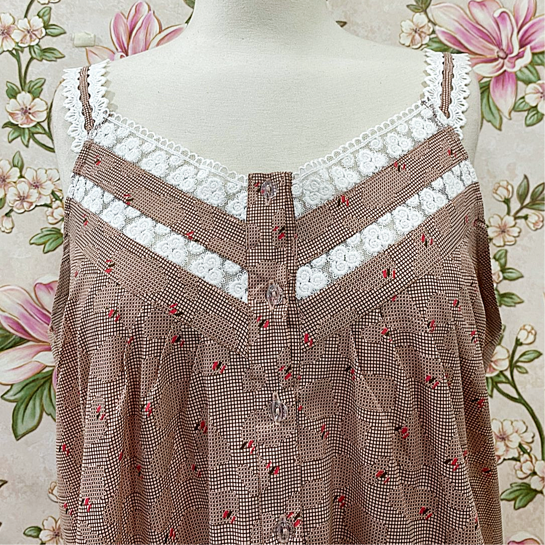 SoieRose Cotton Victorian Lace Trim Cottagecore Nightgown SR-1283