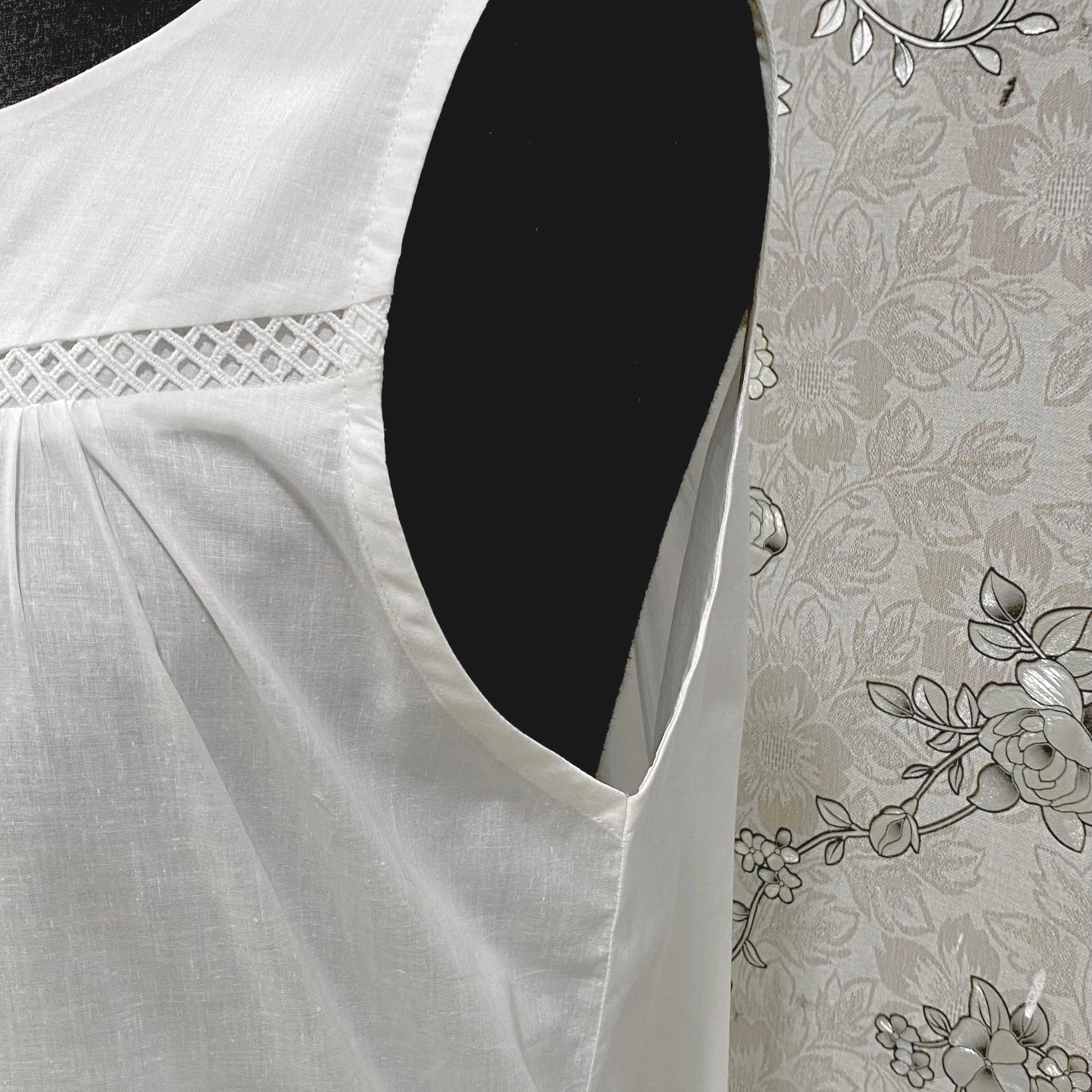 SoieRose Cotton Victorian Nightgown – SR-1195 – Sleeveless White Nightdress with Lace Trim