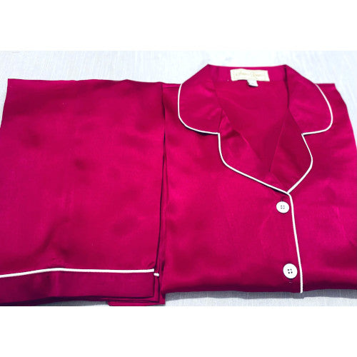 SoieRose Dark Pink 100% Silk Pajama Set – Luxurious Sleepwear - SR-1089