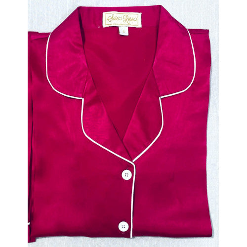 SoieRose Dark Pink 100% Silk Pajama Set – Luxurious Sleepwear - SR-1089