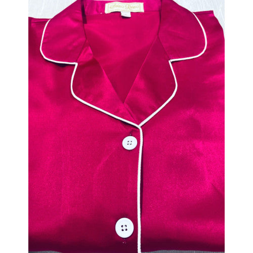 SoieRose Dark Pink 100% Silk Pajama Set – Luxurious Sleepwear - SR-1089