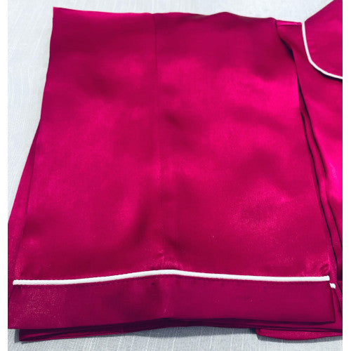 SoieRose Dark Pink 100% Silk Pajama Set – Luxurious Sleepwear - SR-1089