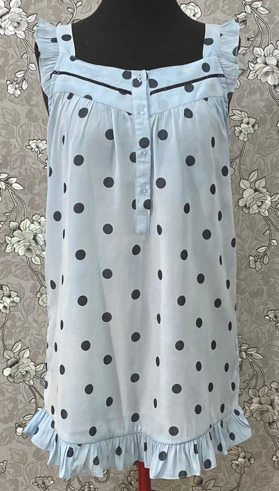 SoieRose Dusty Blue Satin Victorian Ruffle Nightgown SR-1255