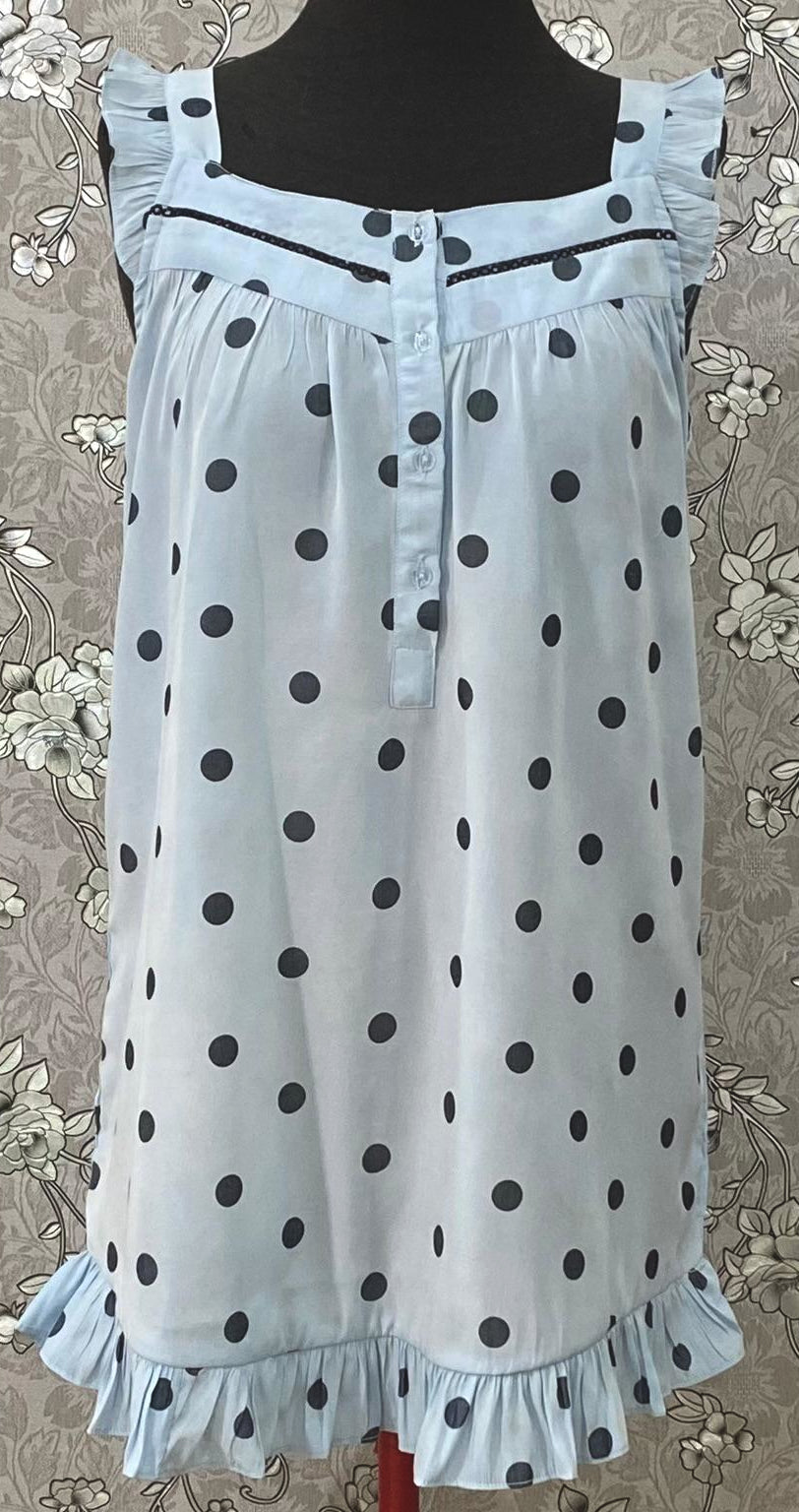 SoieRose Dusty Blue Satin Victorian Ruffle Nightgown SR-1255
