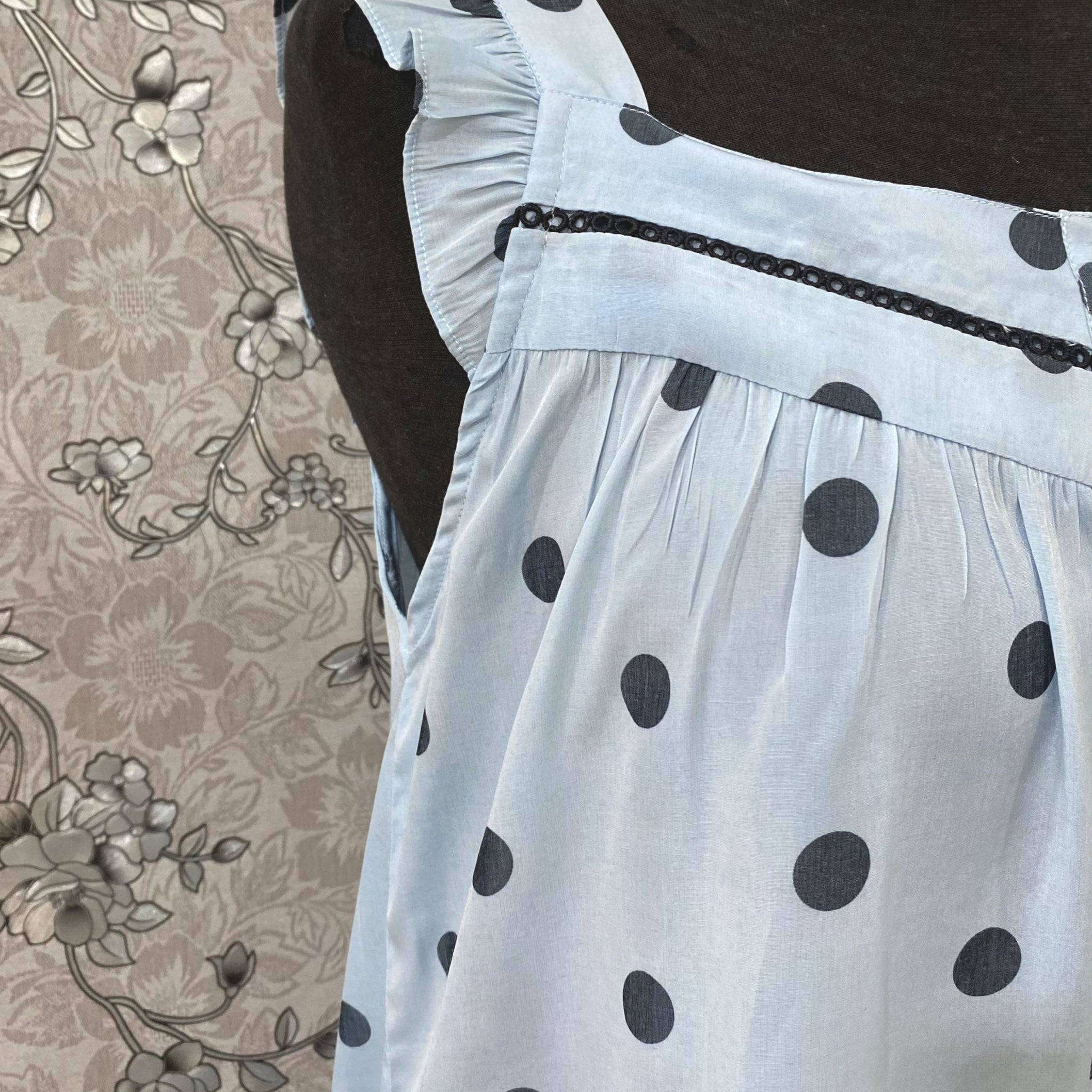 SoieRose Dusty Blue Satin Victorian Ruffle Nightgown SR-1255