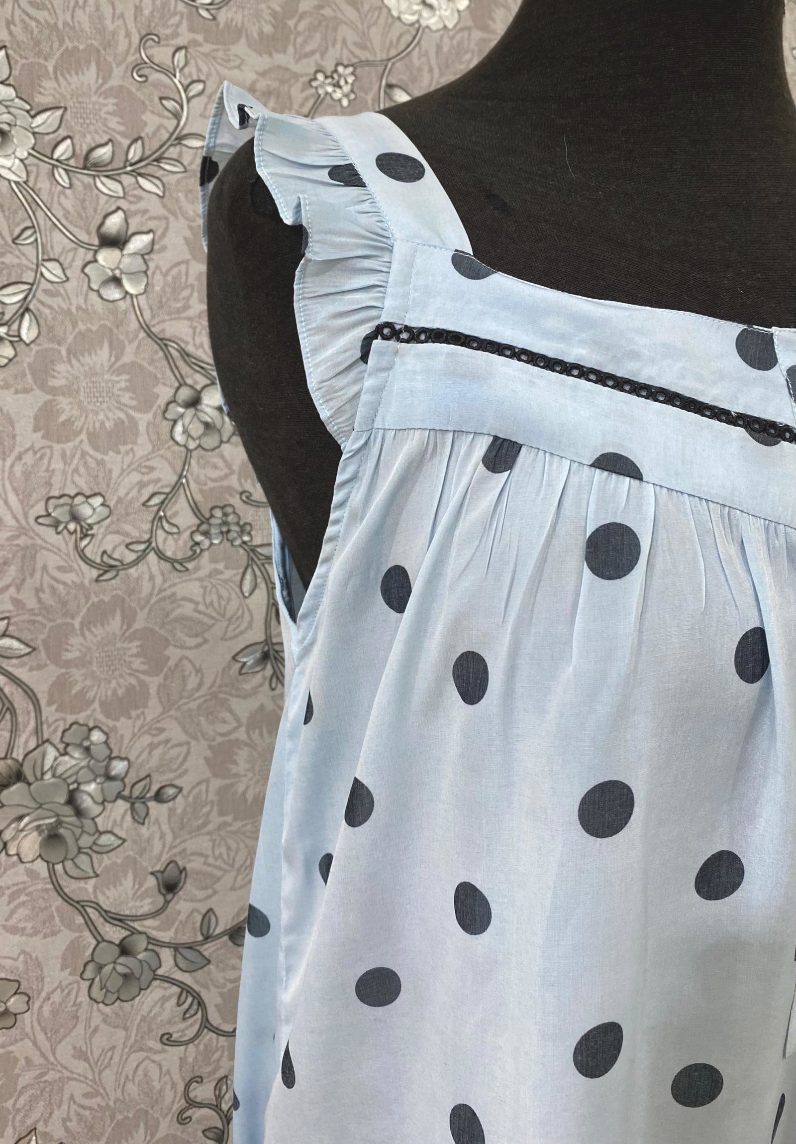 SoieRose Dusty Blue Satin Victorian Ruffle Nightgown SR-1255