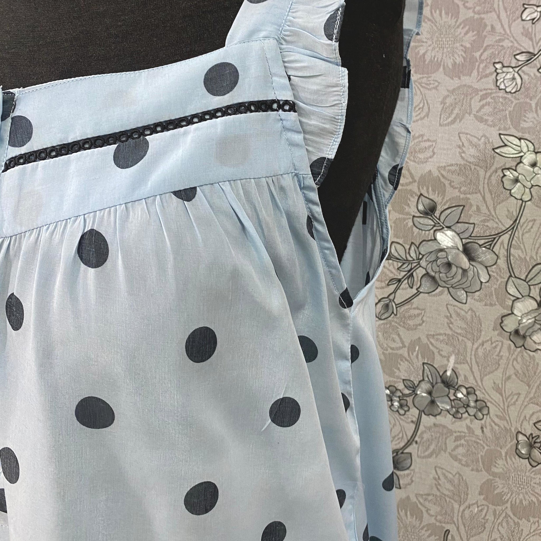 SoieRose Dusty Blue Satin Victorian Ruffle Nightgown SR-1255
