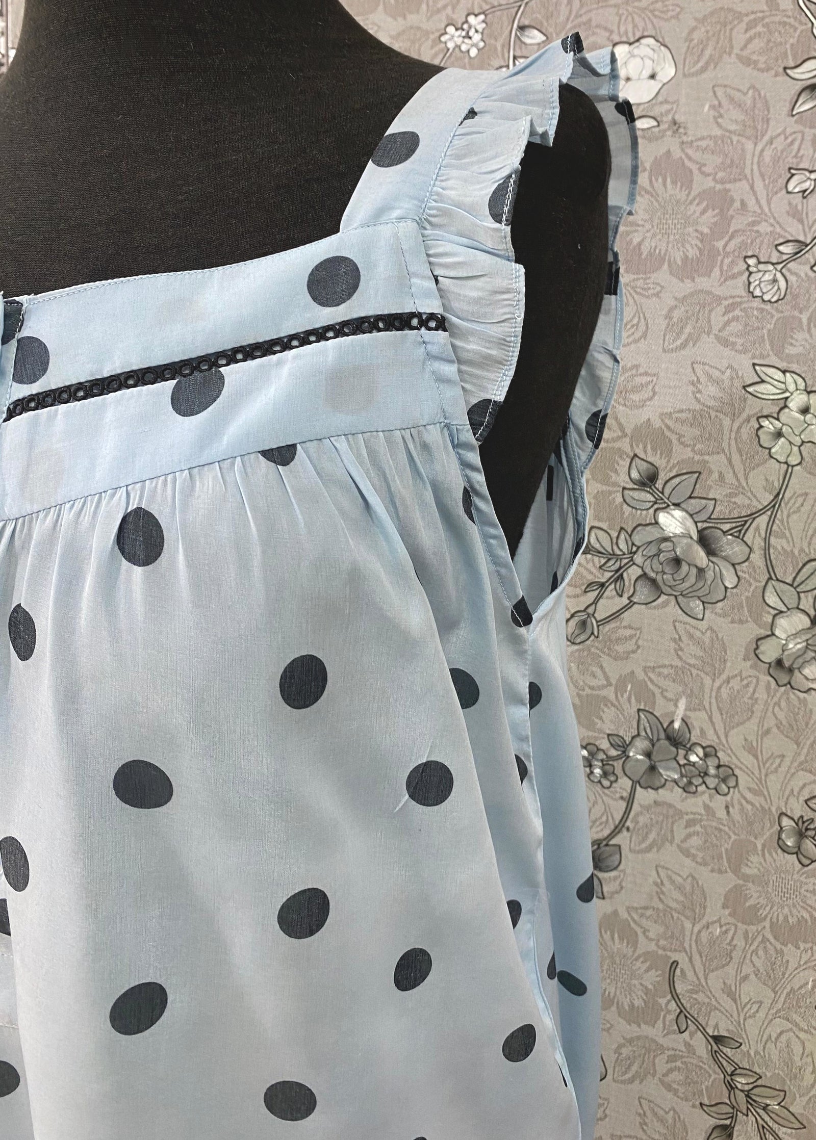 SoieRose Dusty Blue Satin Victorian Ruffle Nightgown SR-1255