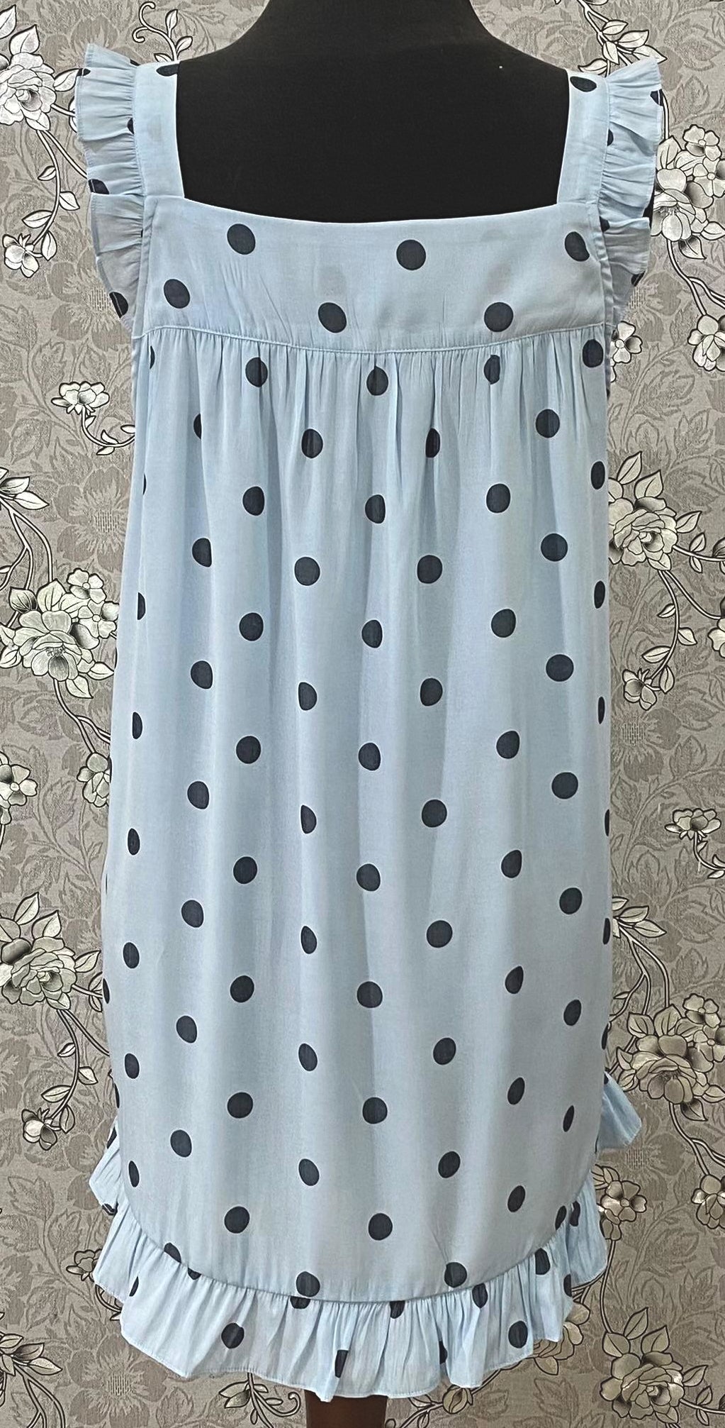 SoieRose Dusty Blue Satin Victorian Ruffle Nightgown SR-1255