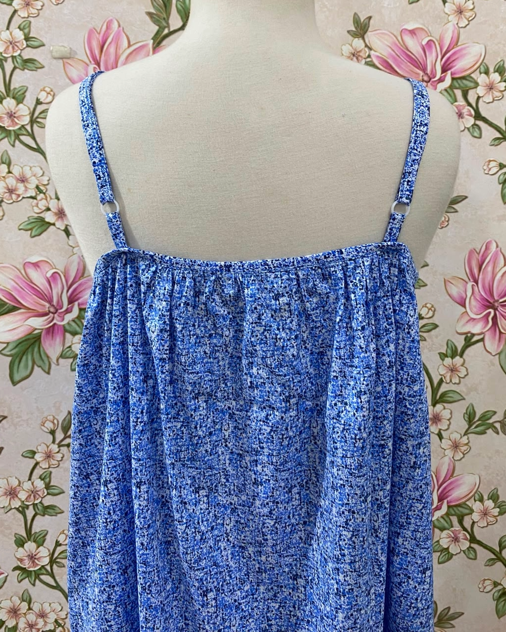SoieRose French Blue Ditsy Floral 100% Cotton Victorian Cottagecore Nightgown SR-1290