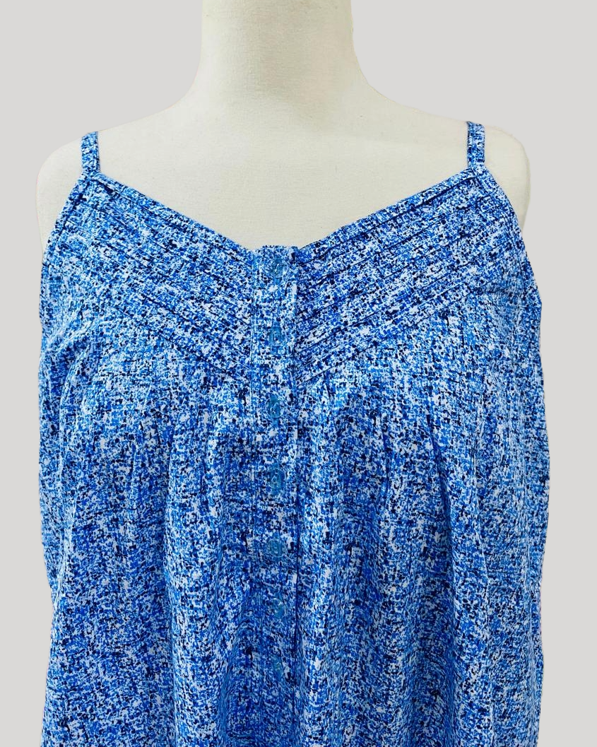 SoieRose French Blue Ditsy Floral 100% Cotton Victorian Vintage Ruffle Hem Nightgown - SR-1293