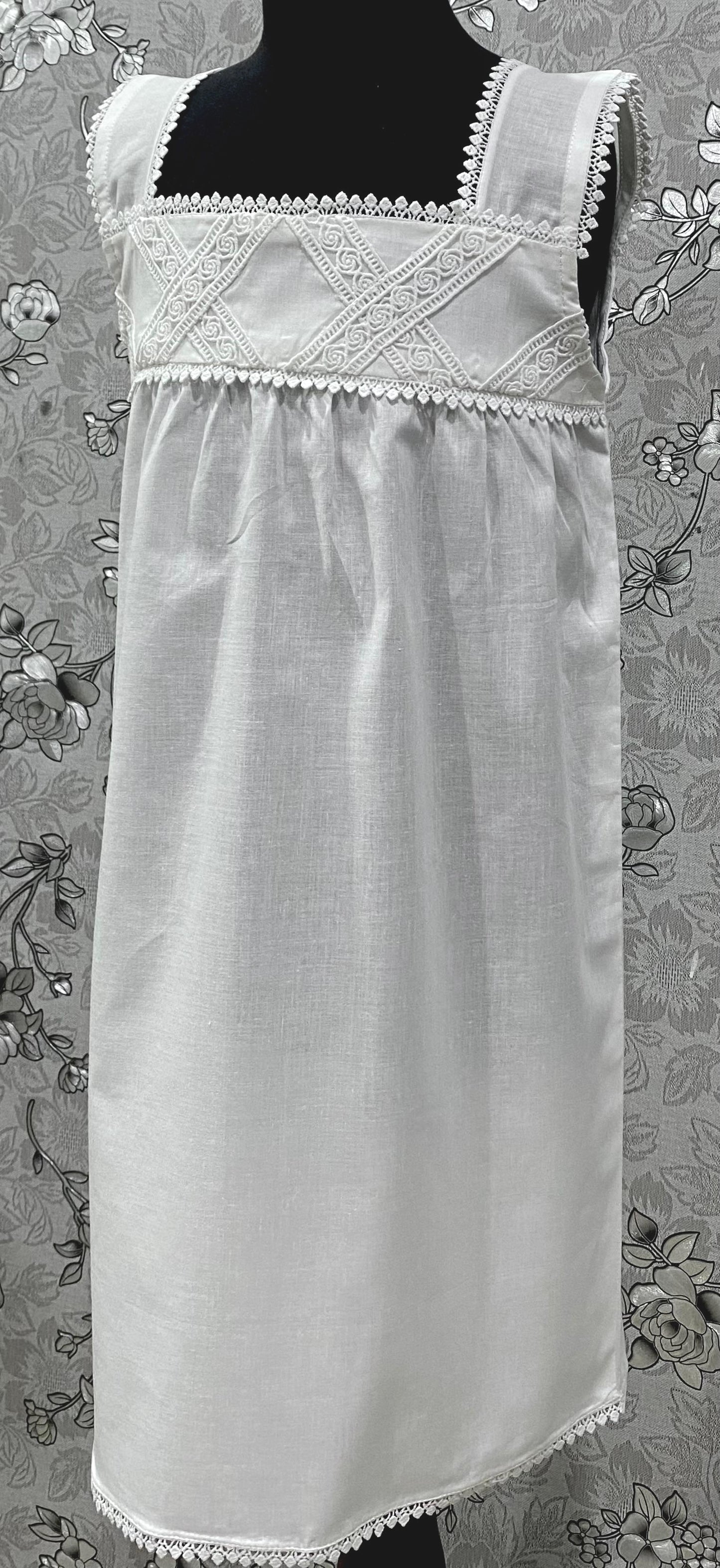 SoieRose Girls Victorian 100% Cotton Nightgown | Youth White Lace heirloom Dress | Ages 0–10 Years