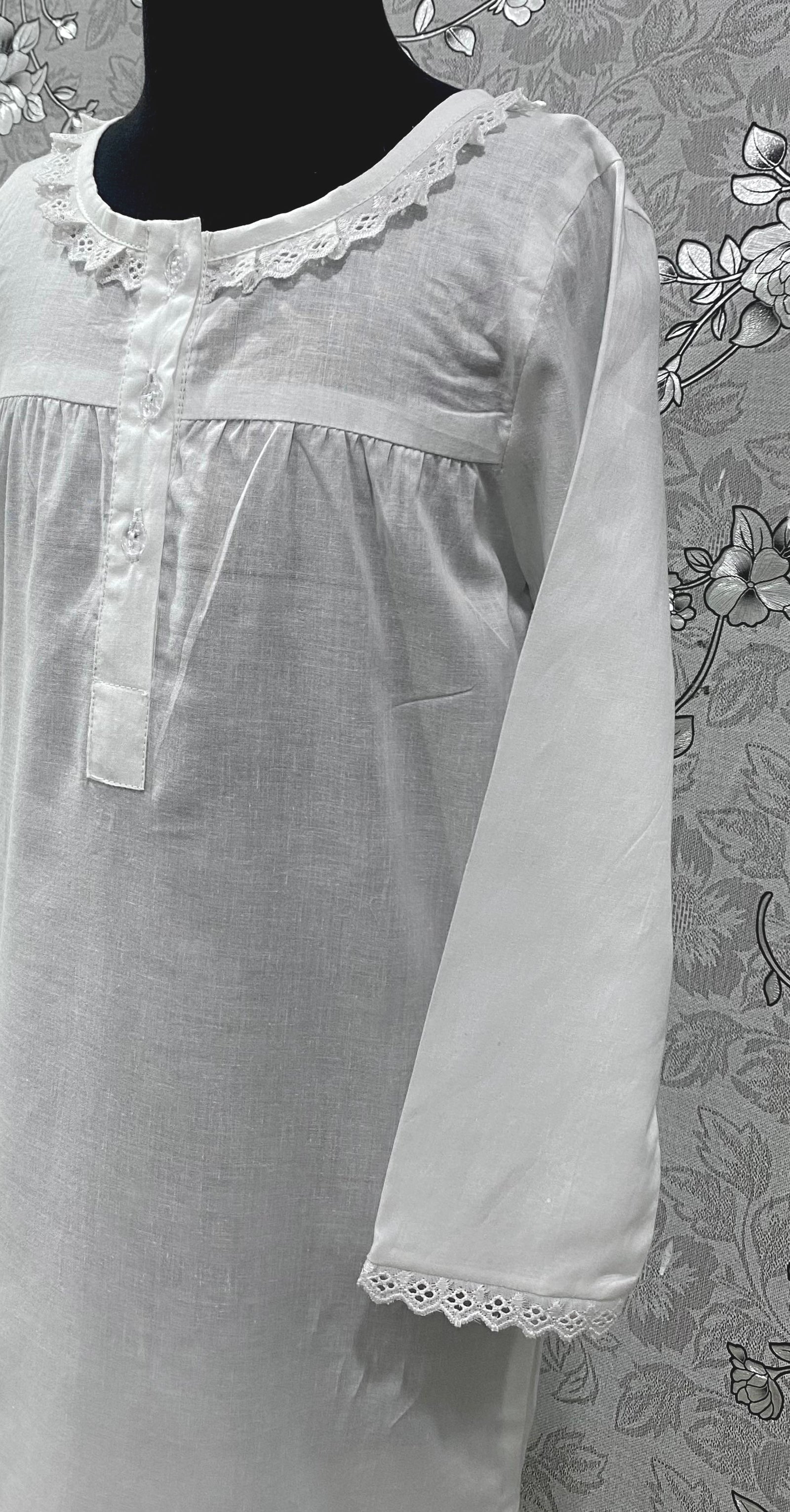SoieRose Girls Victorian 100% Cotton Nightgown | Long Sleeve Heirloom Sleepwear | Ages 0–10 - SR-1235