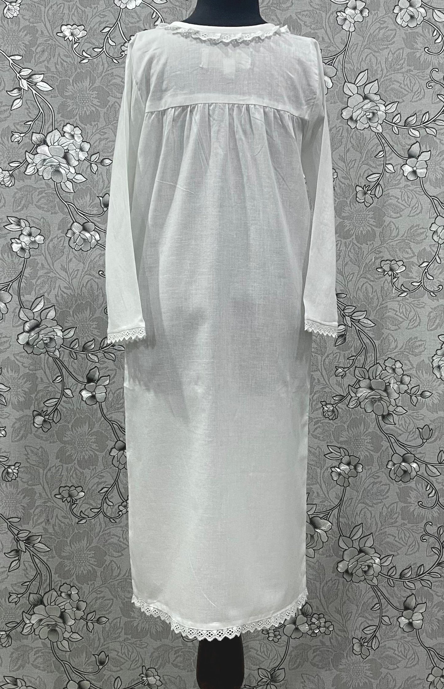 SoieRose Girls Victorian 100% Cotton Nightgown | Long Sleeve Heirloom Sleepwear | Ages 0–10 - SR-1235