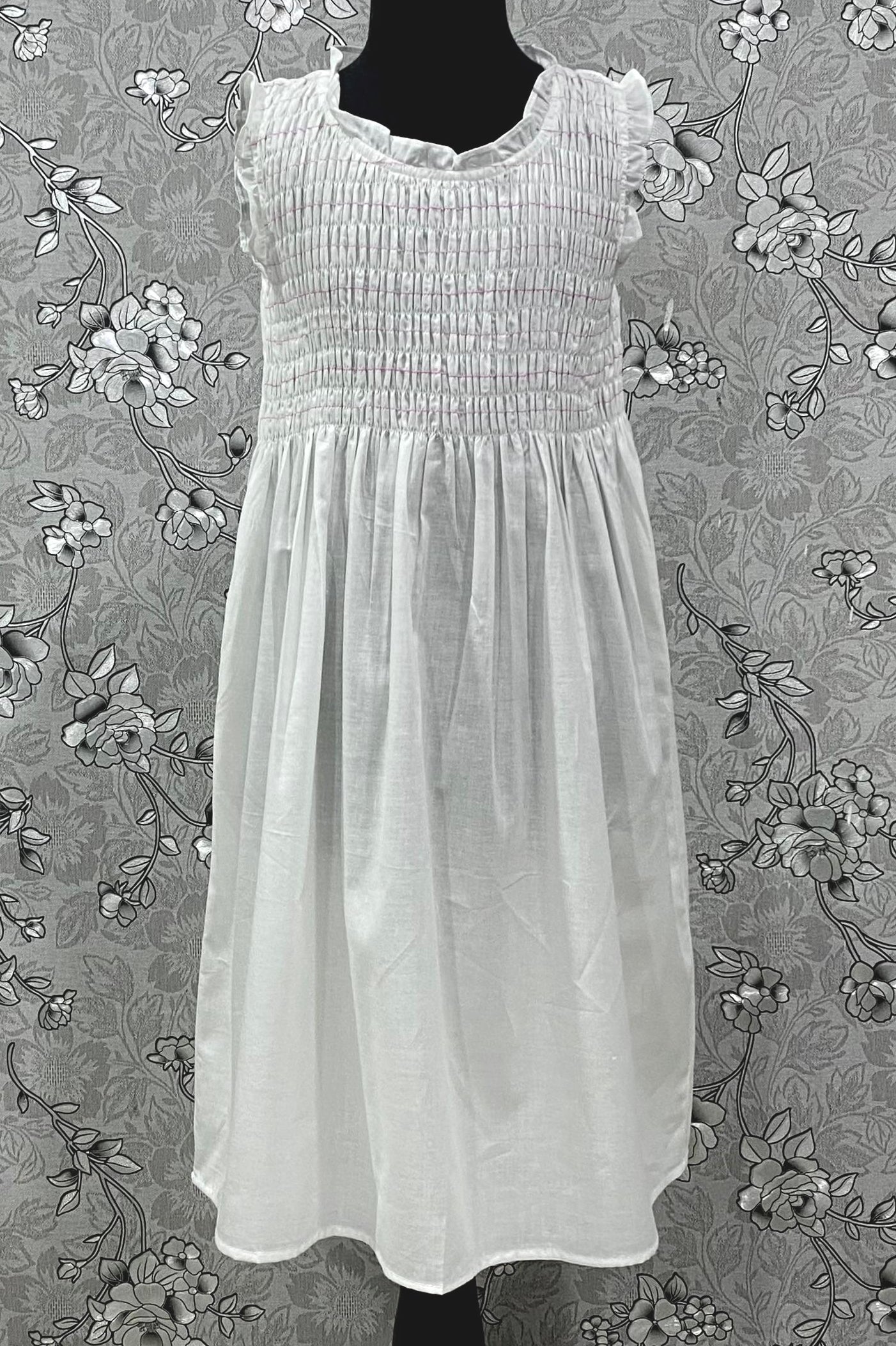 SoieRose Girls Victorian Cotton Heirloom Dress with Red Smocking – SR-1238