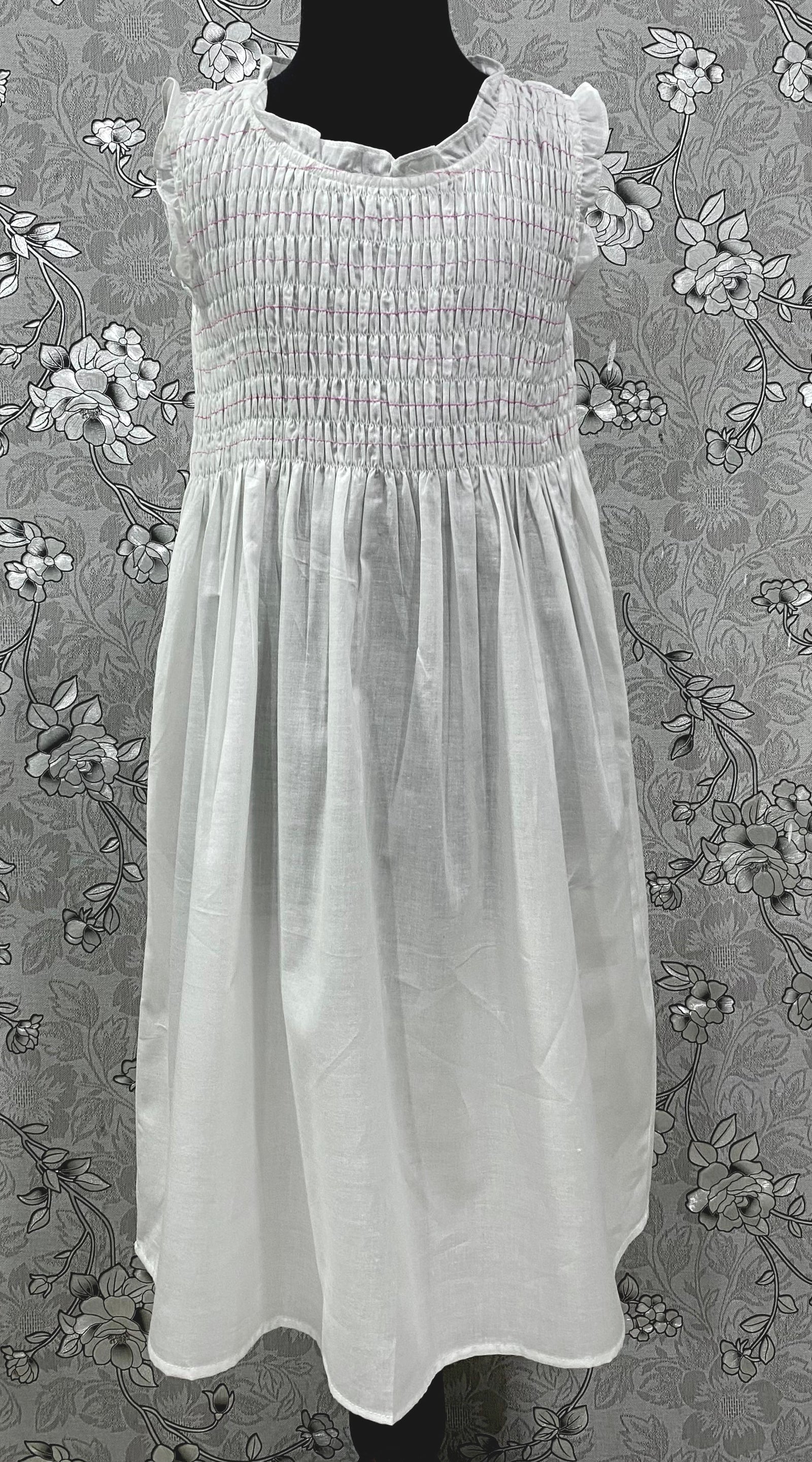 SoieRose Girls Victorian Cotton Heirloom Dress with Red Smocking – SR-1238