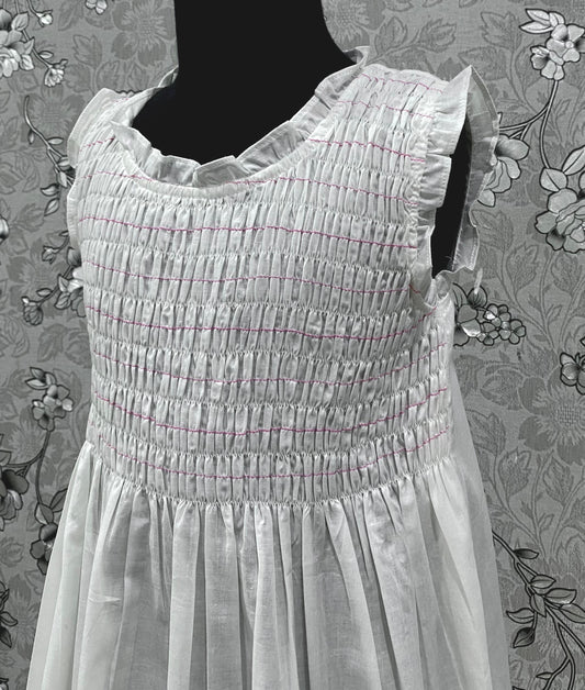 SoieRose Girls Victorian Cotton Heirloom Dress with Red Smocking – SR-1238