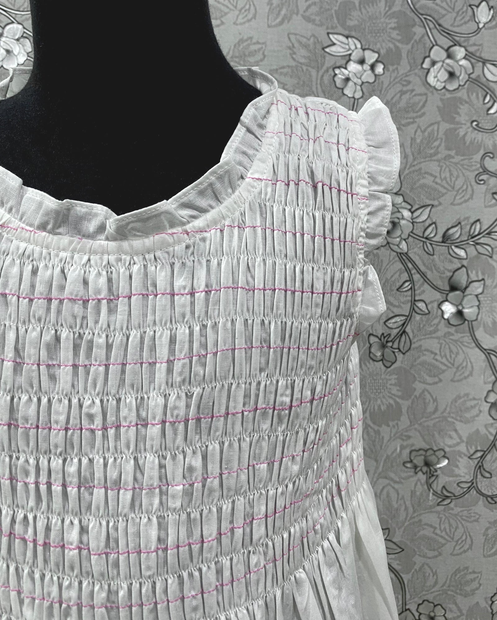 SoieRose Girls Victorian Cotton Heirloom Dress with Red Smocking – SR-1238