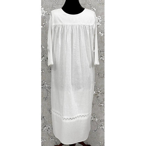 SoieRose Lace Yoke Long Sleeve Victorian 100% Cotton NightgownSR-1157