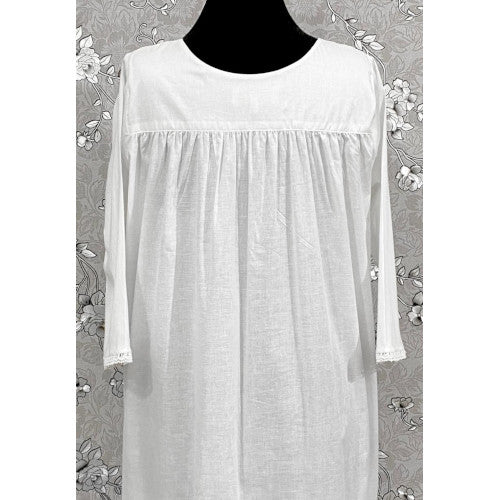 SoieRose Lace Yoke Long Sleeve Victorian 100% Cotton NightgownSR-1157