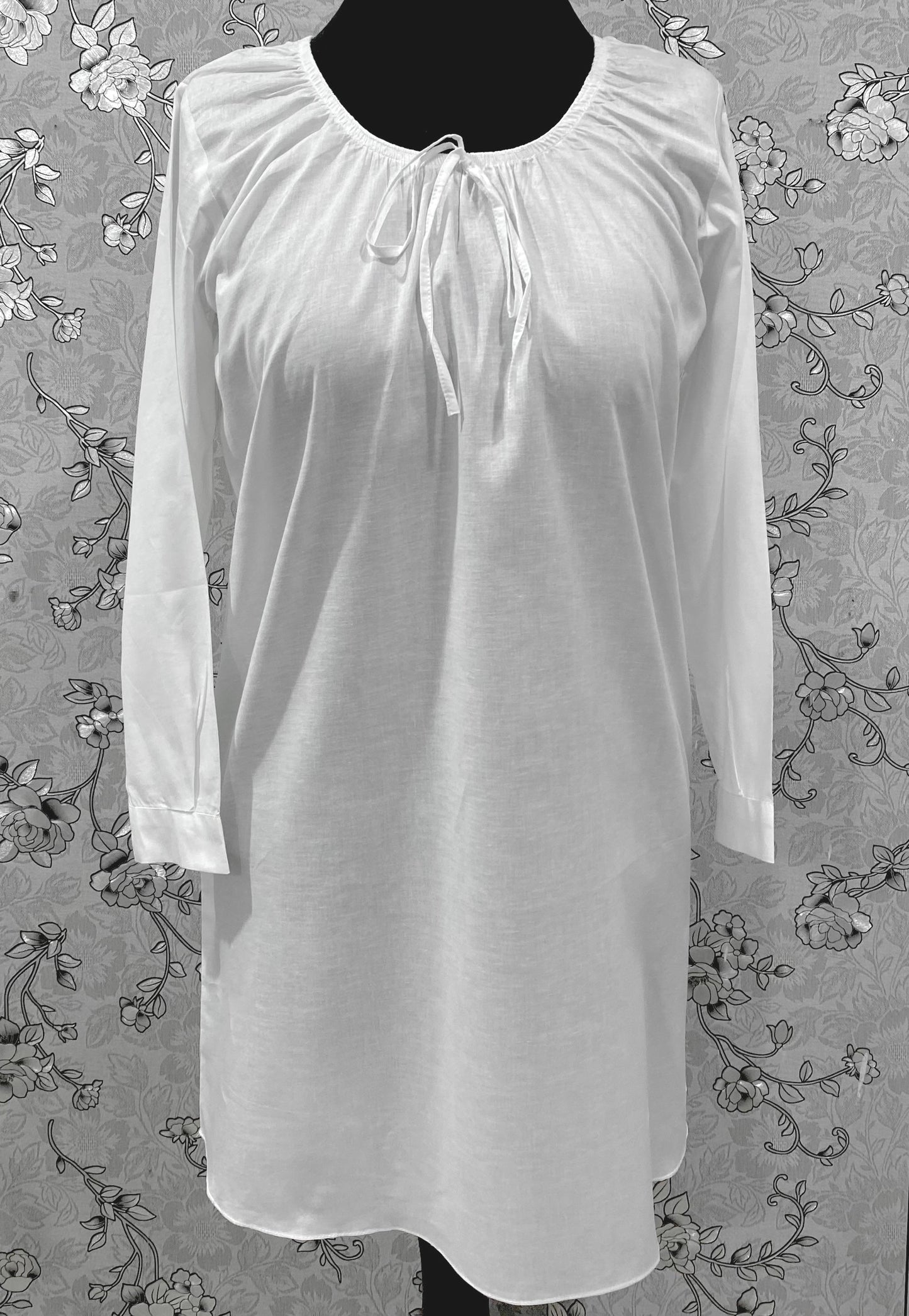 SoieRose Long Sleeve 100% Cotton Victorian Nightgown with Tie Neck – SR-1223