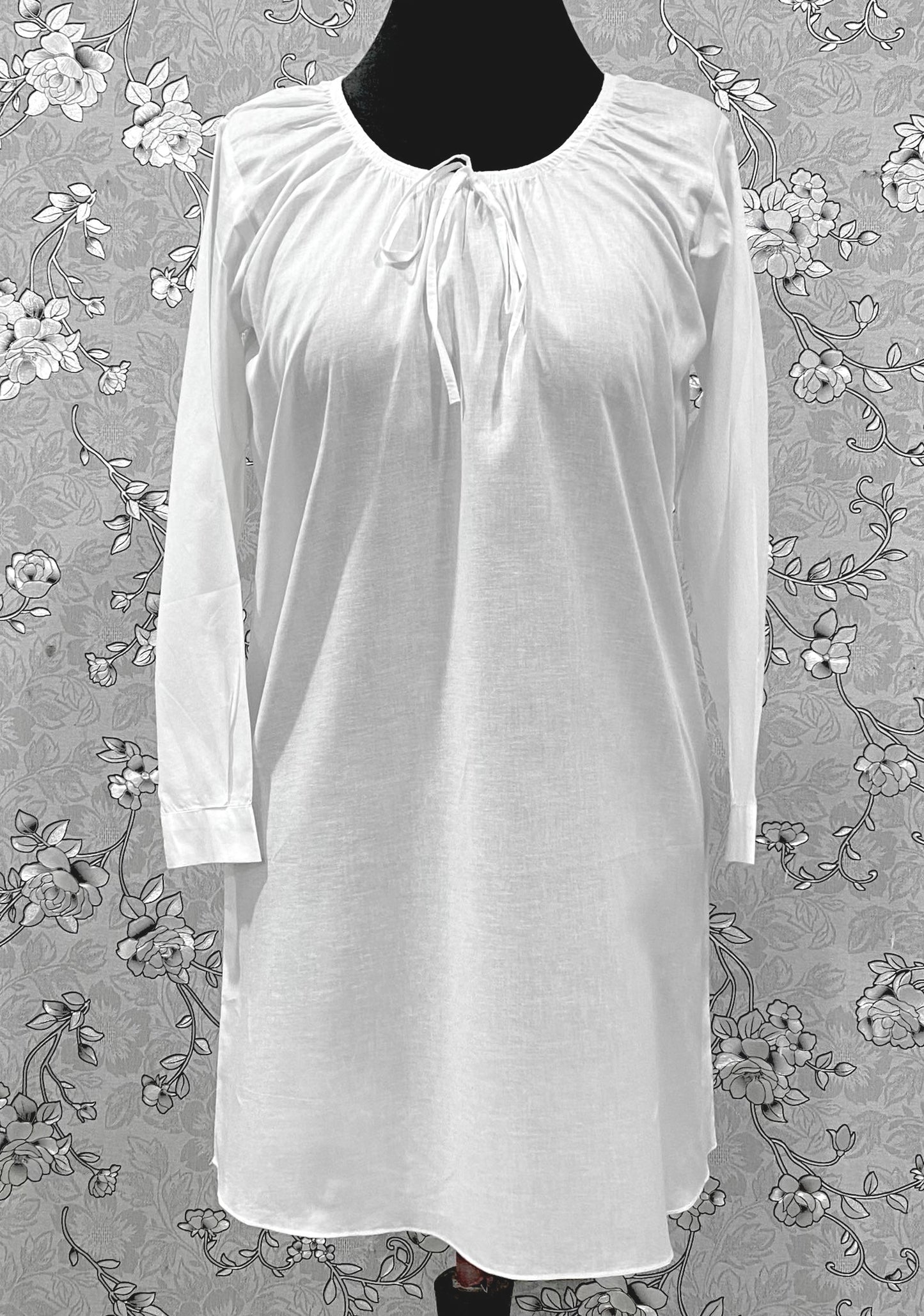 SoieRose Long Sleeve 100% Cotton Victorian Nightgown with Tie Neck – SR-1223