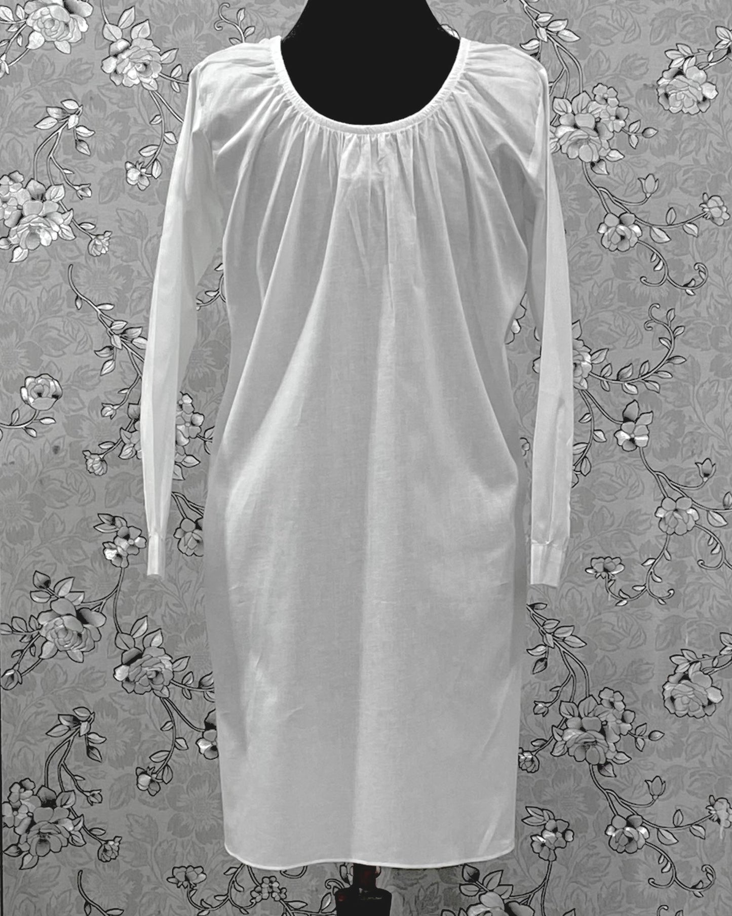 SoieRose Long Sleeve 100% Cotton Victorian Nightgown with Tie Neck – SR-1223