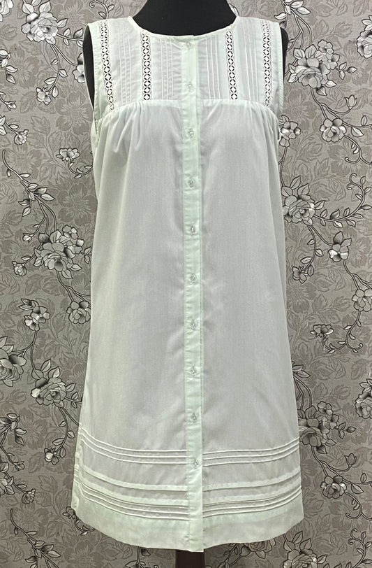 SoieRose Mint Victorian Cotton Nightgown – SR-1197 – Sleeveless Button-Down Nightdress