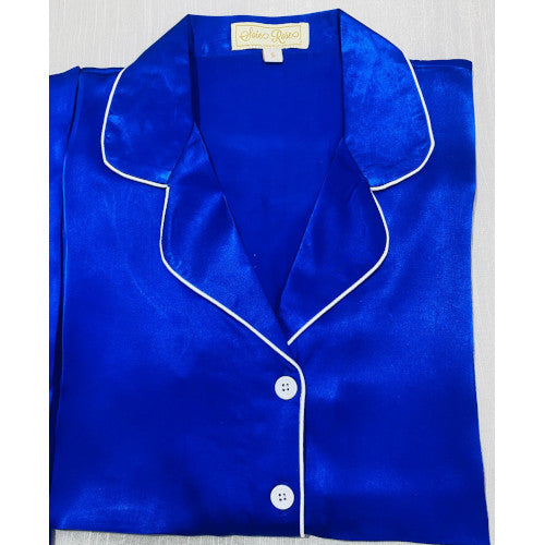SoieRose Royal Blue 100% Silk Pajama Set – Luxurious Sleepwear - SR-1090